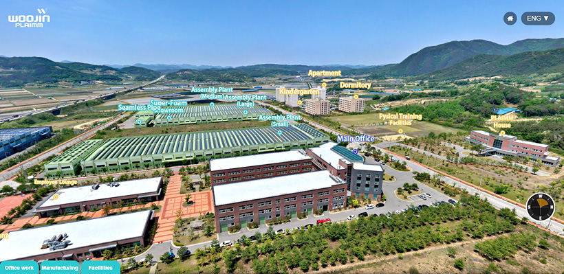 Тур по заоводу Woojin Plaimm позволяет полностью рассмотреть производство термопластавтоматов в панорамном обзоре на 360 градусов