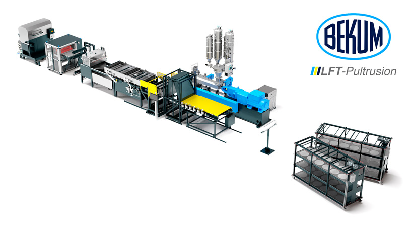 Пултрузионная линия Bekum для производства изделий из термопластов, армированных длинными волокнами, для выпуска легких автокомпонентов  