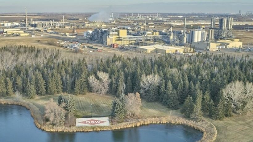 Стройплощадка нового этиленового завода Dow в Канаде с высоты птичьего полета