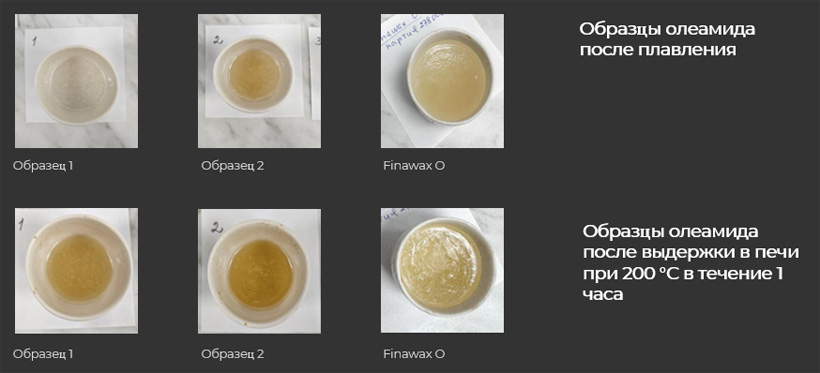 Сравнительный анализ тестирования образцов олеамида