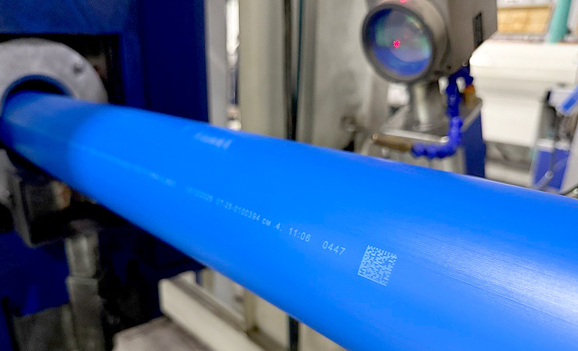 Маркировка пластиковых труб на заводе Группы ПОЛИПЛАСТИК